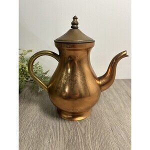 Vintage ODI Copper Coffee Pot Tea Kettle Made In Portugal 9” Tall